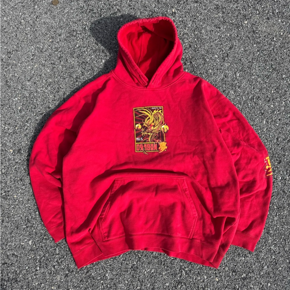 Vintage Y2K Extreme Limit Dragon JNCO Style Skate Pullover Hoodie Red Size XL